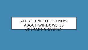 Introduction to Windows 10 Operating System