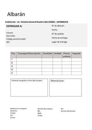 Modelo albarán