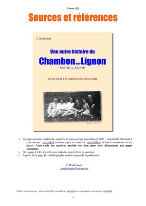 Sources d'Une autre histoire du Chambon (2023)