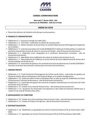 Séance du conseil communautaire du mercredi 01 02 2023