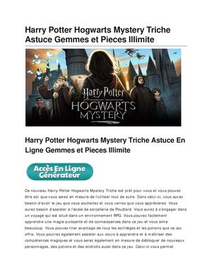 Harry Potter Hogwarts Mystery Triche Astuce Gemmes Et Pieces Illimite