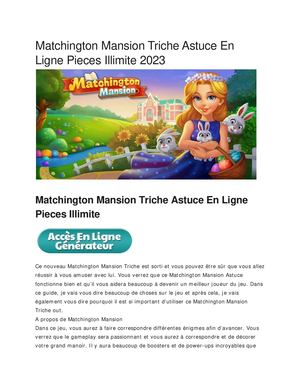 Matchington Mansion Triche Astuce En Ligne Pieces Illimite 2023