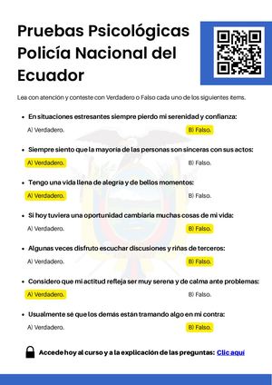 Pruebas Psicológicas Policía Nacional Del Ecuador PDF