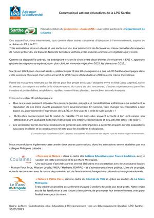 Communiqué Actionséducatives Lpo72 2023