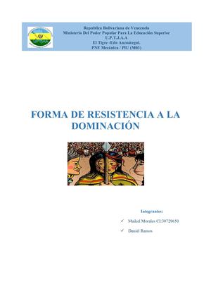 Forma De Resistencia A La Dominación