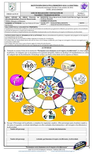 1 Cine Foro Sobre El Respeto A La Diferencia El Color Del Paraiso Proyectos De Afrocolombianidad Y Musicreando 16 05 22 Básica Y Media