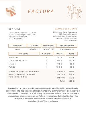 Factura Emprendimiento Minimal Aesthetic Bes