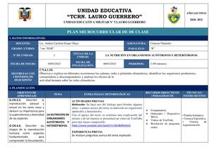 Planificación Del Recurso Organismos Autótrofos Y Heterótrofos