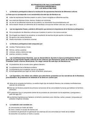 Evaluacion Lit Prehispanica