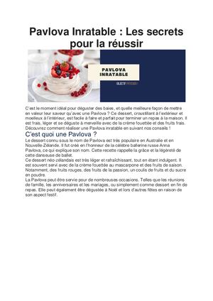 Recette pavlova Inratable facile