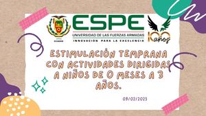 Estimulación Temprana Con Actividades Dirigidas A Niños De 0 Meses A 3 Años