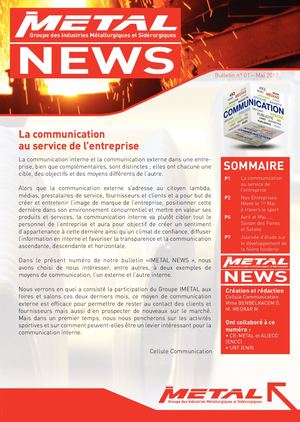 Groupe IMETAL - IMETAL News Num 01 - Mai 2017