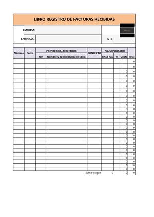 Libro Registro De Facturas Recibidas 2