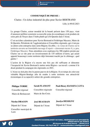 COMMUNIQUÉ DE PRESSE - CLARINS