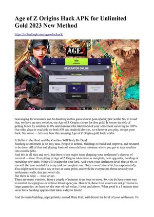 Age Of Z Origins Hack Apk For Unlimited Gold 2023 New Method