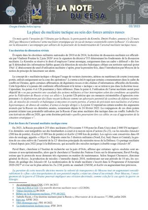LA NOTE DU CESA N°472
