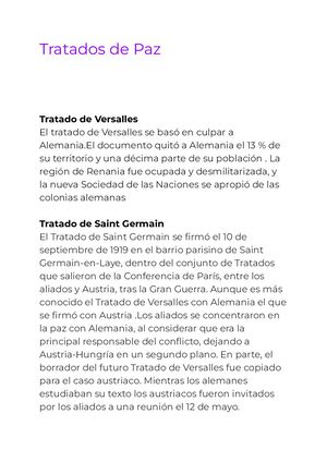 Tratados De Paz Primera Guerra Mundial