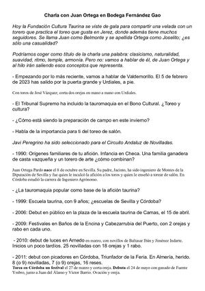 Charla con Juan Ortega