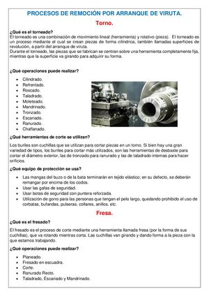 Procesos De Remoción Por Arranque De Viruta