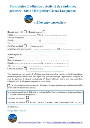 Formulaire D'adhesion