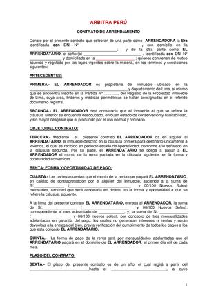 Formato de alquiler con cláusula arbitral