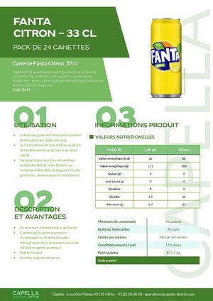 Fiche technique Fanta Citron