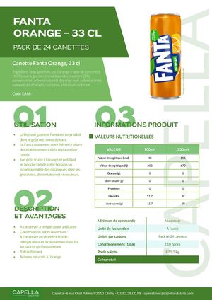 Fiche technique Fanta Orange