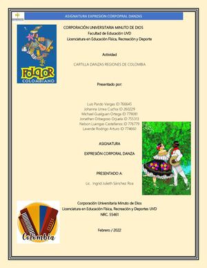 Final Cartilla Actividad Danzas Regiones De Colombia