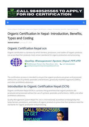 Organic Certification In Nepal