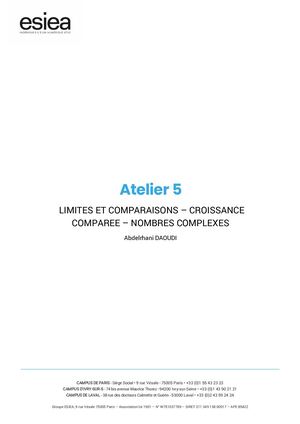 Cours Maths Atelier 5 - Limites Et Comparaisons Croissance Comparée Complexes