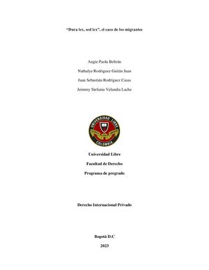 Ensayo Derecho Internacional Privado Dura Lex Sed Lex