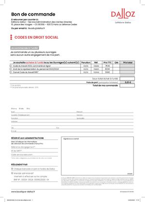 Bon de commande En Droit Social