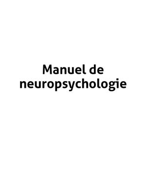 MANUEL DE NEUROPSYCHOLOGIE 2023