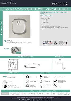 801C EVIER PMR EECH 470 INOX