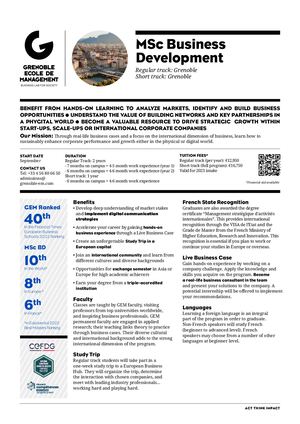 MSc Business Development - Grenoble Ecole de Management