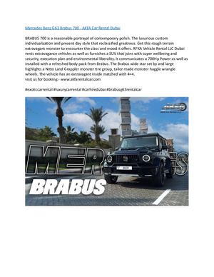Mercedes Benz G63 Brabus 700 Akfa Car Rental Dubai