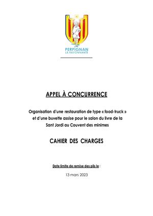 Cahier Des Charges Foodtruck Sant Jordi