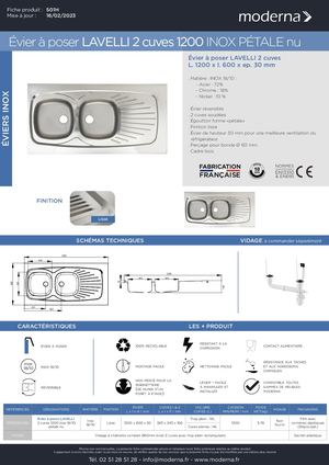501H_ LAVELLI 1200 2 CUVES INOX PETALE