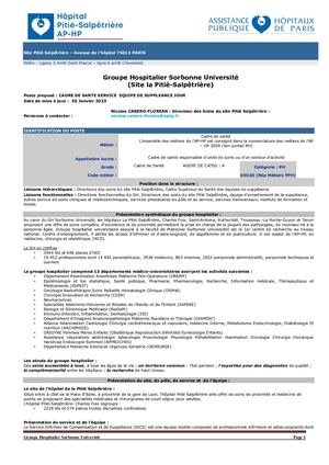 Fiche De Poste Cadre De Santé Suppléance Psl 20022023