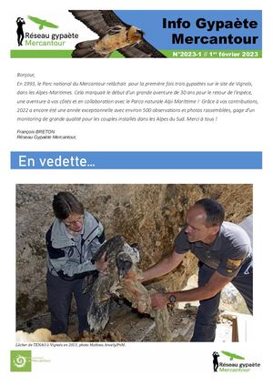 Info Gypaète Mercantour 2023 n°1