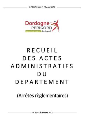 Raa Actes Règlementaires Décembre 2022