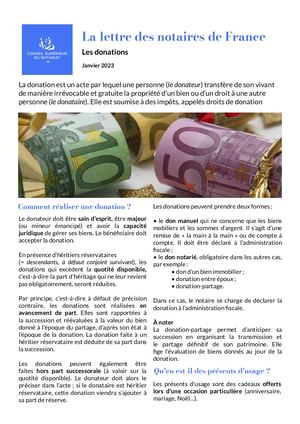 Lettre des notaires de France - janvier 2023