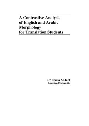 Calaméo - A Contrastive Analysis Of English And Arabic Morphology