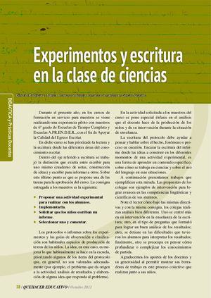 Experimentos y escritura en la clase de Ciencia
