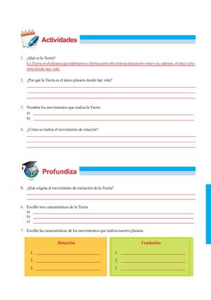 Tarea Movimientos De La Tierra Para Tercer Grado De Primaria