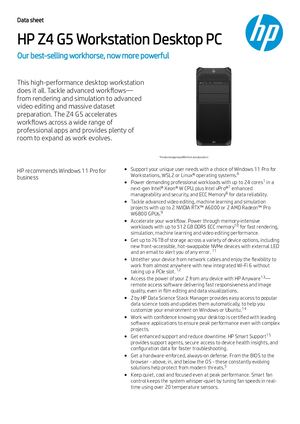 (工作站 桌上型工作站 En) Z4 G5 Datasheet C08502721