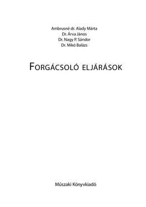 MK-5013 Forgácsoló eljárások