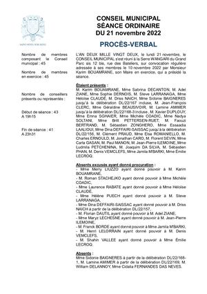 Procès-verbal Séance du 21/11/2022