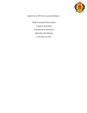 Impacto De Las Tics En Las Ciencias Biológicas