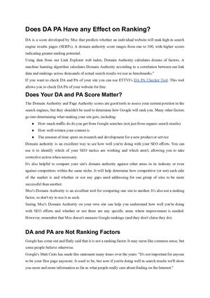 Does Da Pa Have Any Effect On Ranking